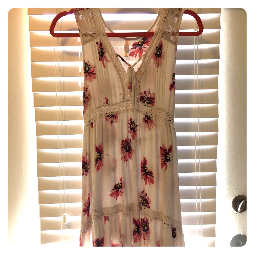 White and pink floral sun dress.